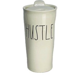RAE DUNN ARTISAN COLLECTION by MAGENTA "HUSTLE" Travel Mug Covered Tumbler NEW